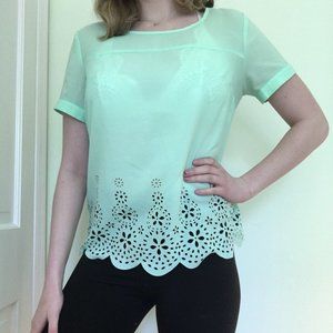 Spring Green Floral Blouse